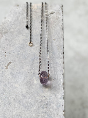 Amethyst 925 Ruthenium Sterling Silver Necklace 黑色925純銀紫水晶頸鏈