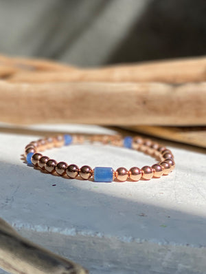 Rose Gold Kyanite Bracelet by OM.Theplacement 藍晶石