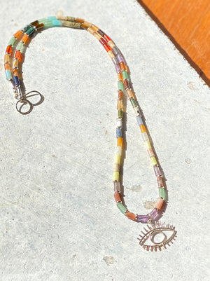Multi-Stone All Seeing Eyes Necklace